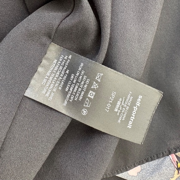 Self-Portrait Black Floral Sleeveless V-Neck Dress Button Ruffle Twist - US 2 - Picture 7 of 12